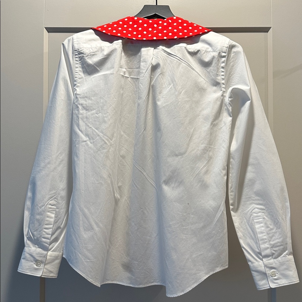 Comme Des Garçons Girl White Button-Down with Red Polka Dot Collar Wms Mm (New) - Picture 4 of 4